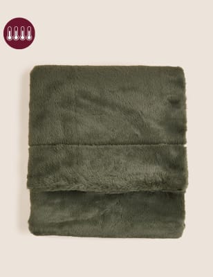 

M&S Collection Supersoft Faux Fur Throw - Green, Green