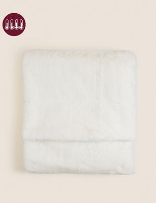 M&S Supersoft Faux Fur Throw - XL - Cream, Cream,Blush