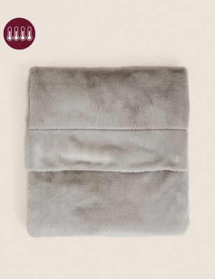 M&S Supersoft Faux Fur Throw - XL - Light Grey, Light Grey,Cream,Blush