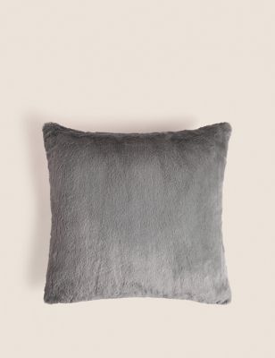 

M&S Collection Supersoft Faux Fur Cushion - Light Grey, Light Grey