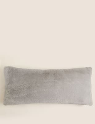 

M&S Collection Supersoft Faux Fur Bolster Cushion - Light Grey, Light Grey