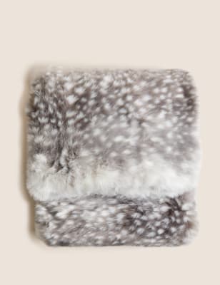 

M&S Collection Faux Fur Snow Leopard Throw - Grey Mix, Grey Mix