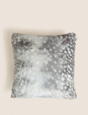 Faux Fur Snow Leopard Cushion