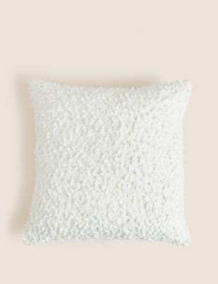 M&S Pure Cotton Boucle Cushion - Cream, Cream