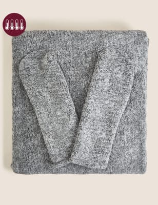 

M&S Collection Teddy Fleece Couples Sleeved Blanket - Grey, Grey