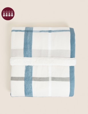 

M&S Collection Borg Fleece Checked Throw - Ecru Mix, Ecru Mix