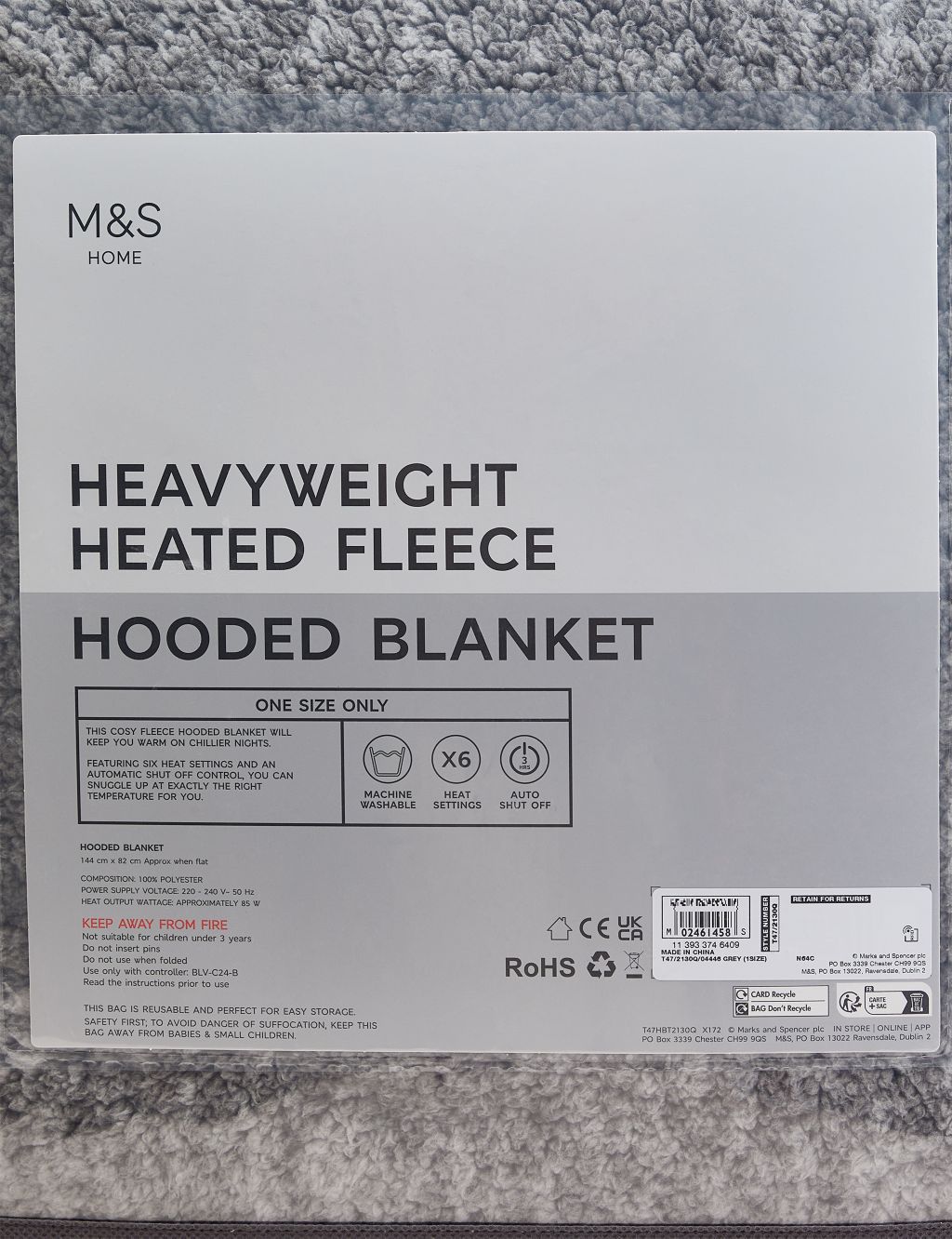 Heavyweight Heated Fleece Electric Hooded Blanket image 6