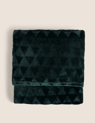 

M&S Collection Fleece Geometric Patterned Throw - Dark Green, Dark Green