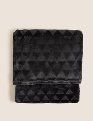 

M&S Collection Fleece Geometric Patterned Throw - Charcoal, Charcoal