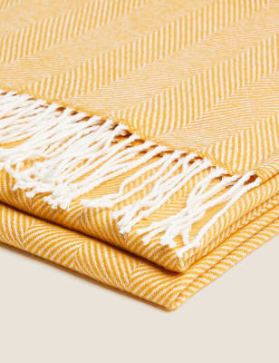 

M&S Collection Herringbone Throw - Ochre, Ochre