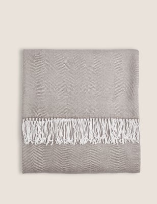 

M&S Collection Herringbone Throw - Light Grey, Light Grey