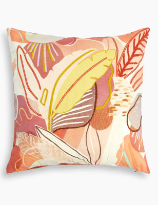 Coussin en coton &agrave; imprim&eacute; m&eacute;tallis&eacute;