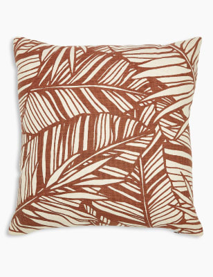 Coussin carr&eacute; en coton &agrave; imprim&eacute; palmier