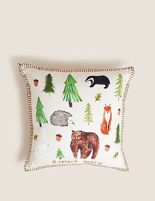 Marks And Spencer M&S Collection Pure Cotton Woodland Cushion - Natural Mix, Natural Mix