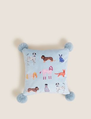 Velvet Dog Print Small Cushion - KG