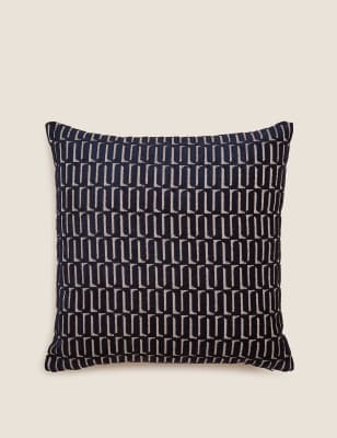 

M&S Collection Cut Velvet Jacquard Cushion - Navy, Navy