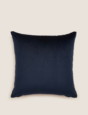 M&S Collection Cut Velvet Jacquard Cushion - Navy