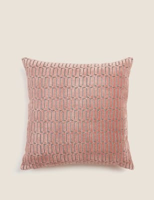 

M&S Collection Cut Velvet Jacquard Cushion - Pale Pink, Pale Pink