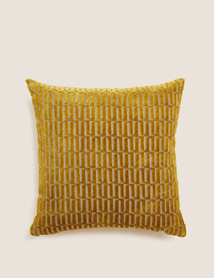 

M&S Collection Cut Velvet Jacquard Cushion - Ochre, Ochre