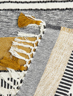 

M&S Collection Manta de rayas tejida monocroma de algodón - Ocre, Ocre