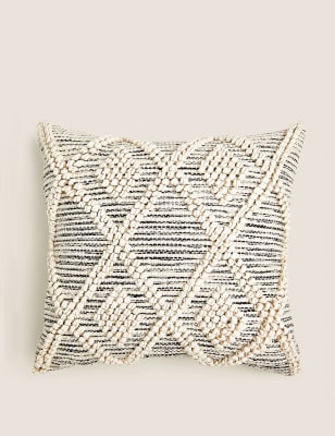 

M&S Collection Pure Cotton Macramé Tufted Diamond Cushion - Natural Mix, Natural Mix