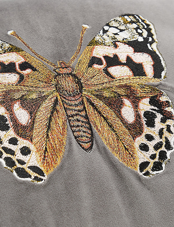 Velvet Butterfly Embroidered Cushion - HK