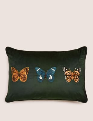 

M&S Collection Trio Butterfly Cushion - Green Mix, Green Mix