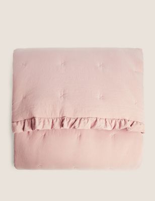 M&S Washed Quilted Bedspread - MED - Nude Pink, Nude Pink,Grey