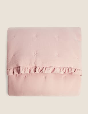 M&S Washed Quilted Bedspread - MED - Nude Pink, Nude Pink,Grey