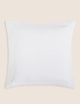 

Cotton Rich Ribbed Quilted Cushion - White, White