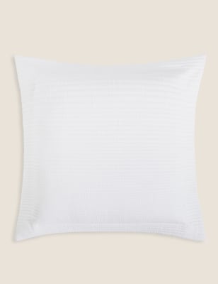 

Cotton Rich Ribbed Quilted Cushion - White, White