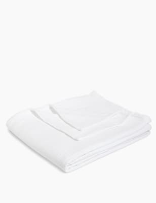 

Gesteppter Überwurf mit hohem Baumwollanteil und Rippenmuster - White, White