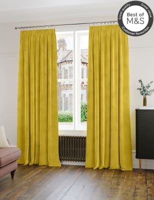 

M&S Collection Cortinas inteligentes con respecto a la temperatura con plisado de lápiz de terciopelo - Ochre, Ochre