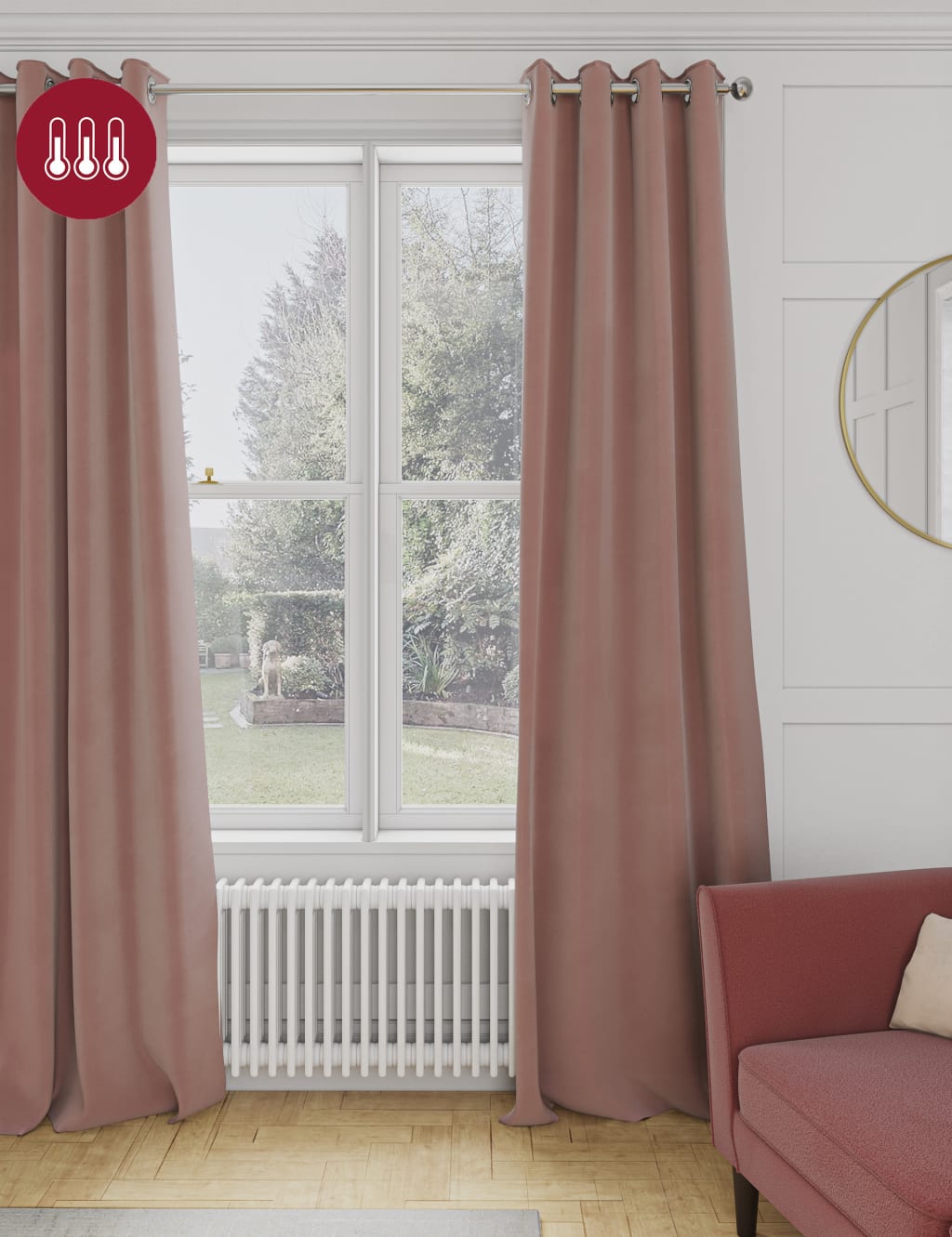 Velvet Eyelet Thermal Curtains image 1