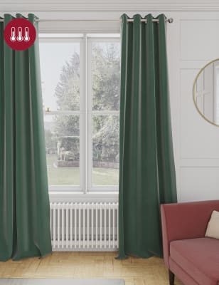 

M&S Collection Velvet Eyelet Thermal Curtains - Duck Egg, Duck Egg