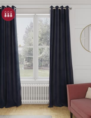 

M&S Collection Samtvorhänge mit Ösen und Thermo-Eigenschaften - Navy, Navy