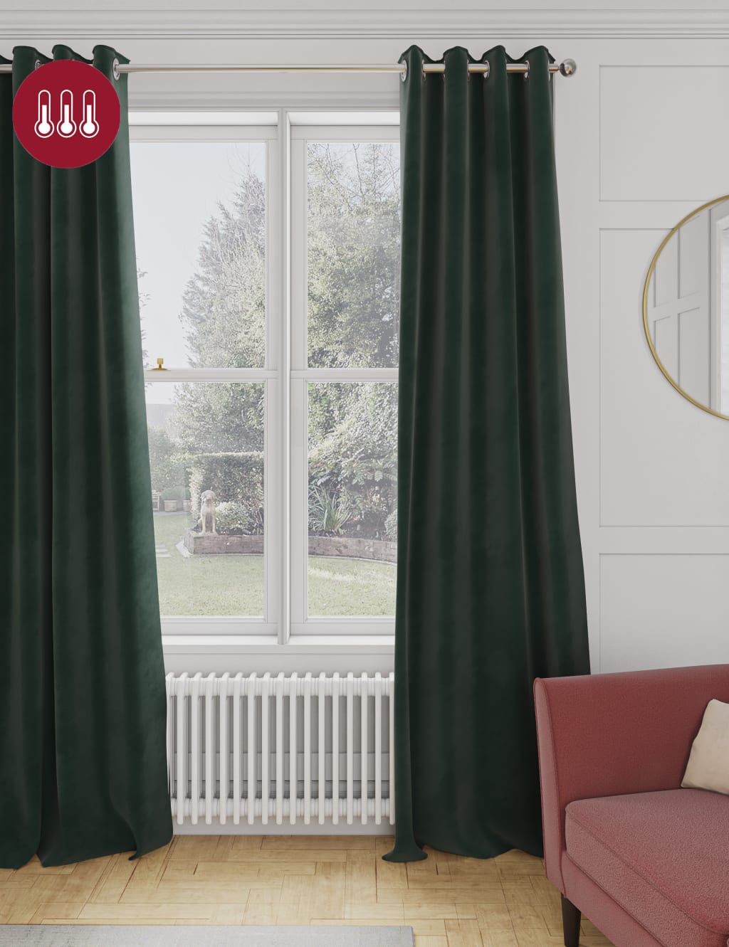 Velvet Eyelet Thermal Curtains image 1