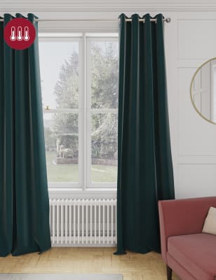 

M&S Collection Velvet Eyelet Temperature Smart Curtains - Teal, Teal