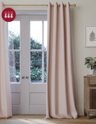 Brushed Eyelet Blackout Temperature Smart Curtains - HK