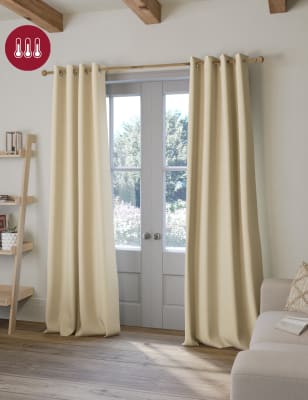 

M&S Collection Brushed Eyelet Blackout Thermal Curtains - Cream, Cream