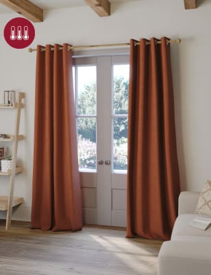 

M&S Collection Brushed Eyelet Blackout Thermal Curtains - Terracotta, Terracotta