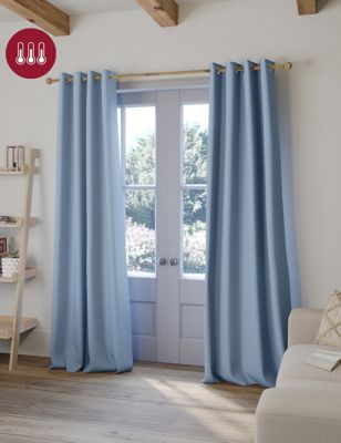 

M&S Collection Brushed Eyelet Blackout Thermal Curtains - Mid Blue, Mid Blue