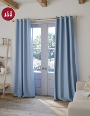 

M&S Collection Verdunklungsvorhänge aus gebürstetem Material mit Ösen und Thermo-Eigenschaften - Mid Blue, Mid Blue