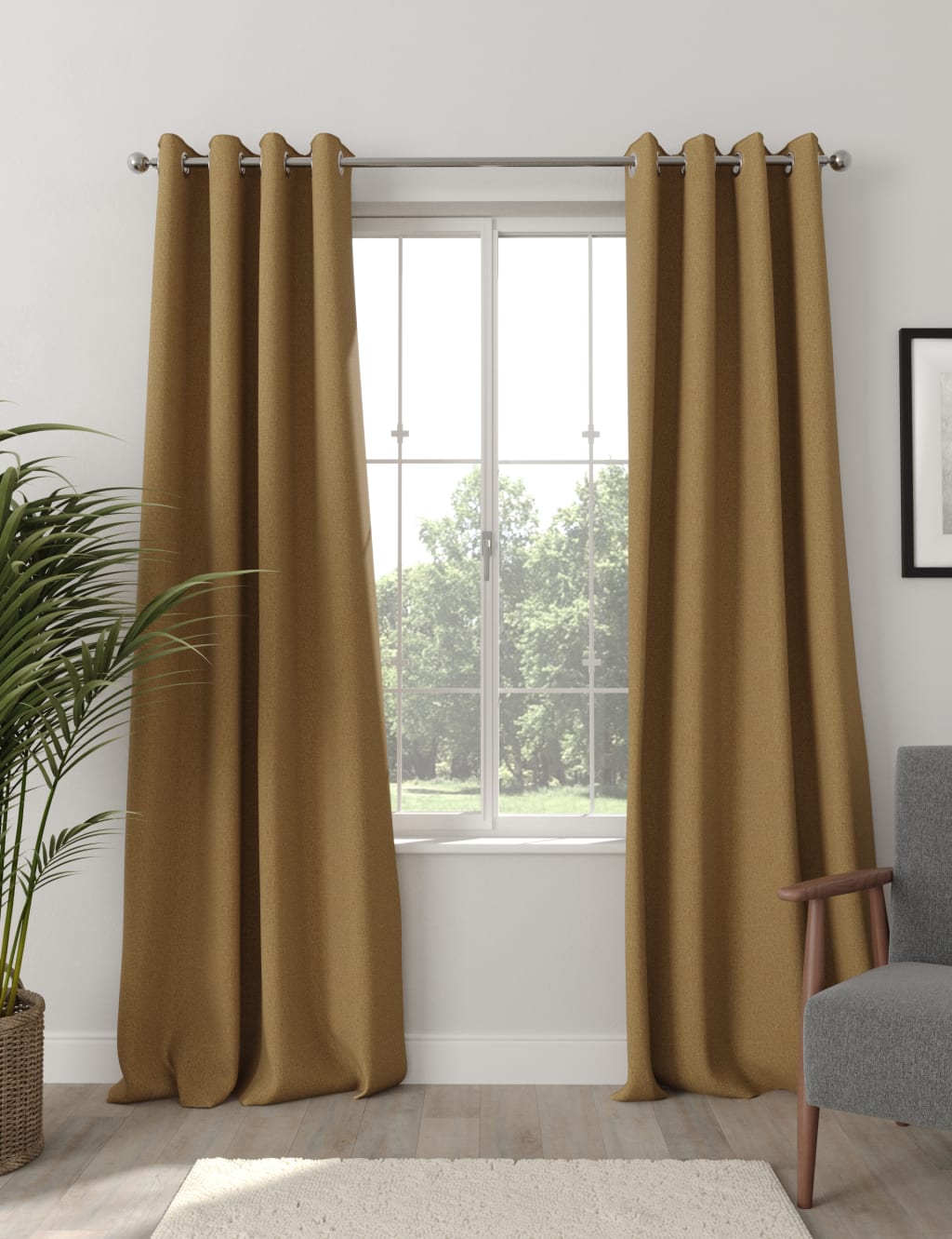 Brushed Eyelet Blackout Thermal Curtains image 1