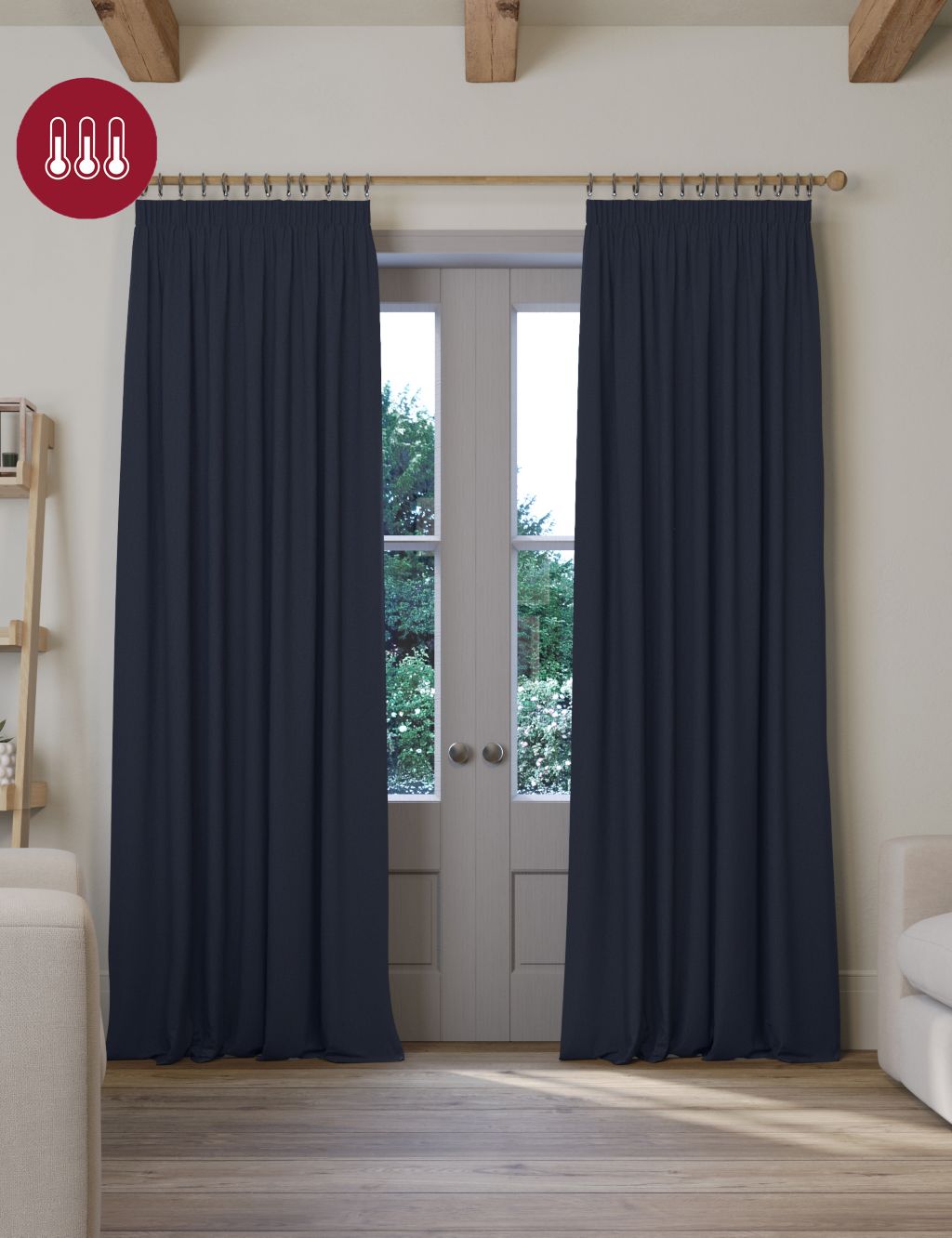 Brushed Pencil Pleat Blackout Thermal Curtains image 5