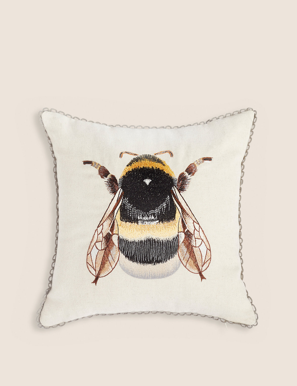 Bumblebee Embroidered Cushion