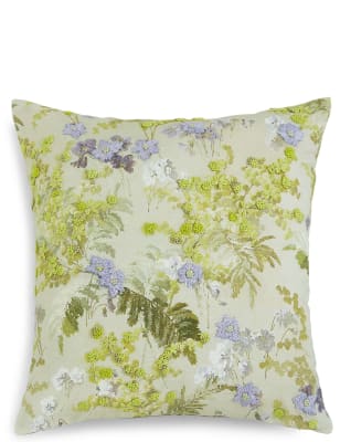 Mimosa Floral Embroidered Cushion 