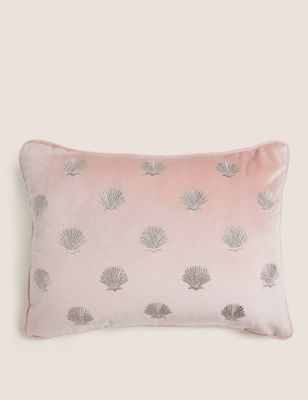 

Velvet Shell Embroidered Bolster Cushion - Blush, Blush