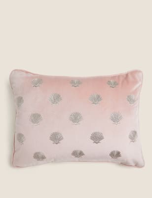 Polochon en velours à motif brodé - Rose Discret