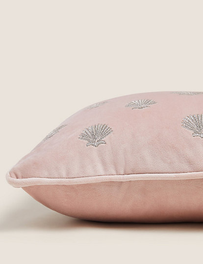 Velvet Shell Embroidered Bolster Cushion